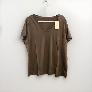 A New Day Brown Short Sleeve T-Shirt 1X Round Neck Top Basic Minimal Capsule